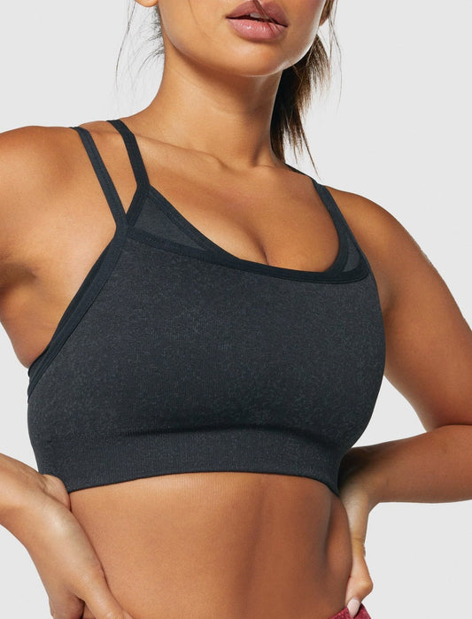 Fleck Seamless Sports Bra – Black