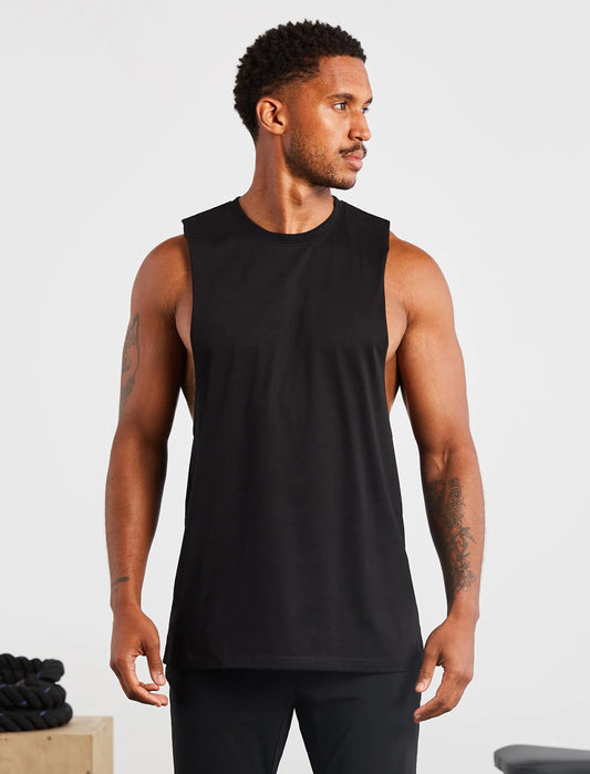 Graphic Drop Arm Tank – Black