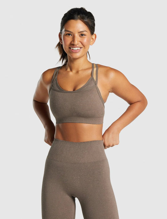 Fleck Seamless Sports Bra – Brown