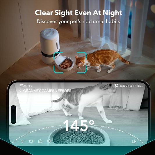 Automatic Cat Feeder with Camera 1080P HD with Night Vision